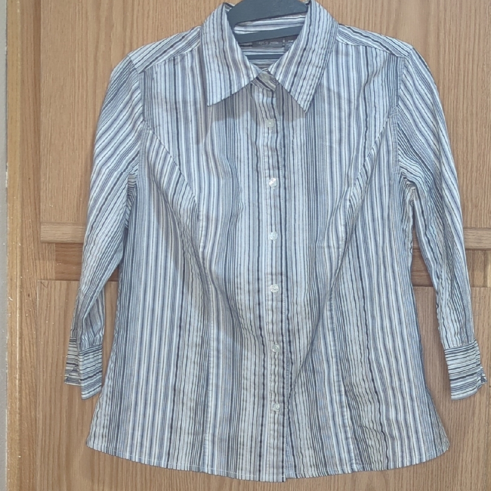 Apt. 9 Striped Blouse in Navy and White